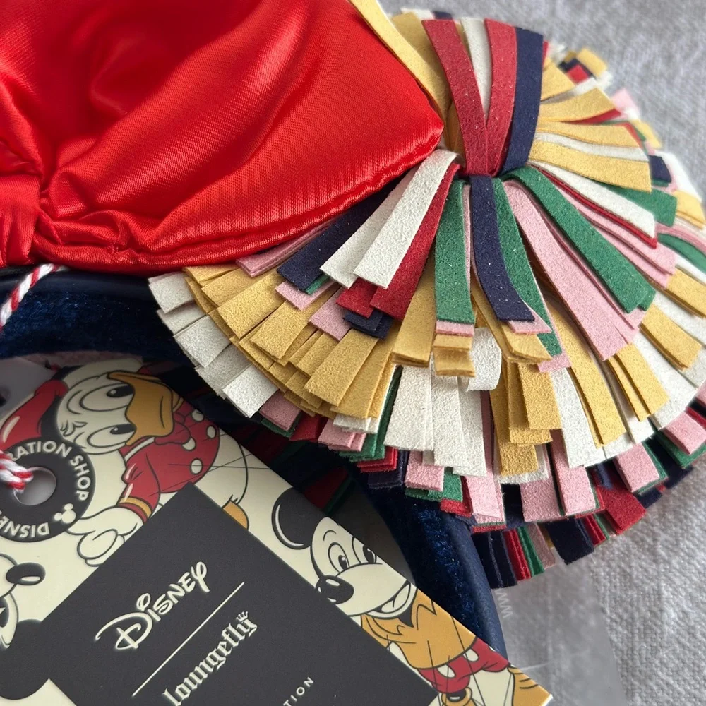 Disney Mickey Mouse Ears with Red Bow and Multicolor Fringe - Picture 7 of 7